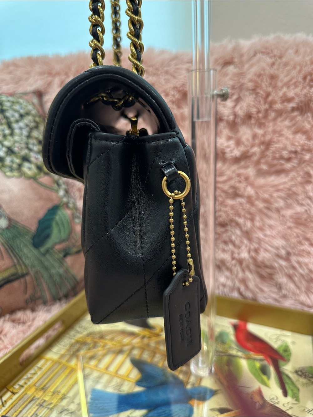 Coach Black Quilted Tabby 26 w/ Gold Chain Strap EUC - Picture 3 of 12